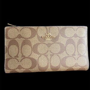 COACH CLASSIC C COATED CANVAS WALLET - DOUBLE SNAP